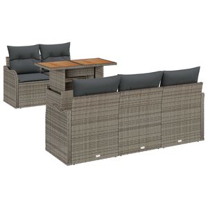 vidaXL Garten-Sofa-Set mit Speicher 6 pcs Grau Poly Rattan