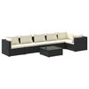vidaXL 7-tlg. Garten-Lounge-Set mit Kissen Poly Rattan Schwarz