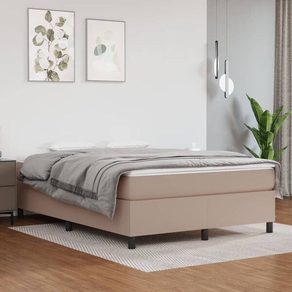vidaXL Boxspringbettgestell Cappuccino-Braun 140x190 cm Kunstleder