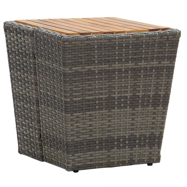 vidaXL 3-tlg. Bistro-Set mit Kissen Grau Poly Rattan und Glas