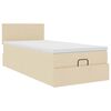vidaXL Ottoman-Bett mit Matratze Creme 90x200 cm Stoff