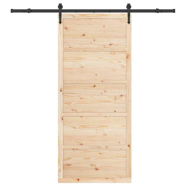 vidaXL Schiebet&uuml;r Braun 90 x 208 cm Massives Kiefernholz