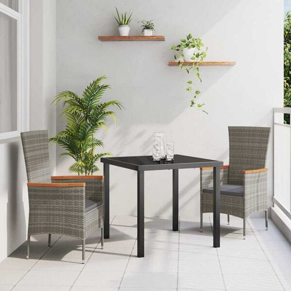 vidaXL Garten Essgruppe 3 pcs Grau Pulverbeschichteter Stahl