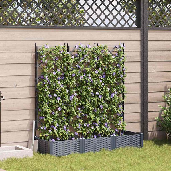 vidaXL Garten-Pflanzgef&auml;&szlig; 3 pcs Grau 120 x 40 x 125,5 cm Stahl