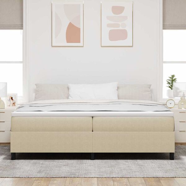 vidaXL Boxspringbett Hellgrau und Wei&szlig; 200 x 200 cm Cordstoff