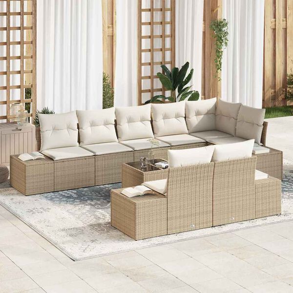 vidaXL Gartensofa-set mit Speicher Beige und Creme Poly Rattan