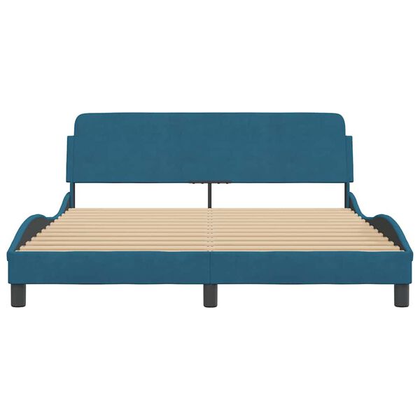 vidaXL Bettgestell mit Kopfteil "Dover" Blau 160x200 cm Samt
