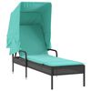 vidaXL Sonnenliege mit Sonnendach Schwarz Poly-Rattan