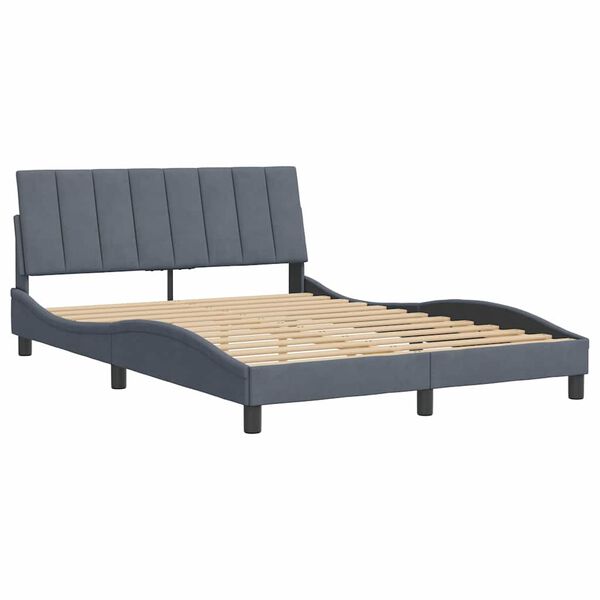 vidaXL Bettgestell ohne Matratze "Hanko" Dunkelgrau 140x200 cm Samt