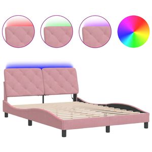 vidaXL Bettgestell mit LED ohne Matratze Rosa 120x200 cm Samt