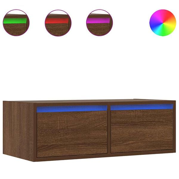 vidaXL TV-Schrank mit LED-Leuchten Braun Eichen-Optik 75x35,5x25 cm