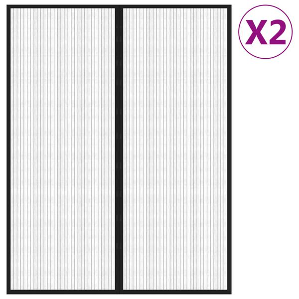 vidaXL Fliegengitter-T&uuml;rvorh&auml;nge 2 Stk. Magnet Schwarz 230x160 cm