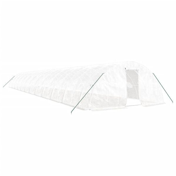 vidaXL Gew&auml;chshaus mit Stahlrahmen Wei&szlig; 120 m&sup2; 24x5x2,3 m