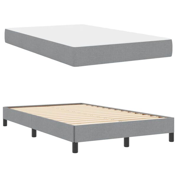 vidaXL Boxspringbett mit Matratze Hellgrau 120 x 190 cm Stoff