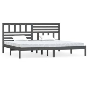 vidaXL Massivholzbett Grau Kiefer 200x200 cm