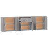 vidaXL Sideboards 3 Stk. Grau Sonoma Holzwerkstoff