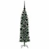 vidaXL K&uuml;nstlicher schlanker Weihnachtsbaum Gr&uuml;n und Wei&szlig; 120 cm