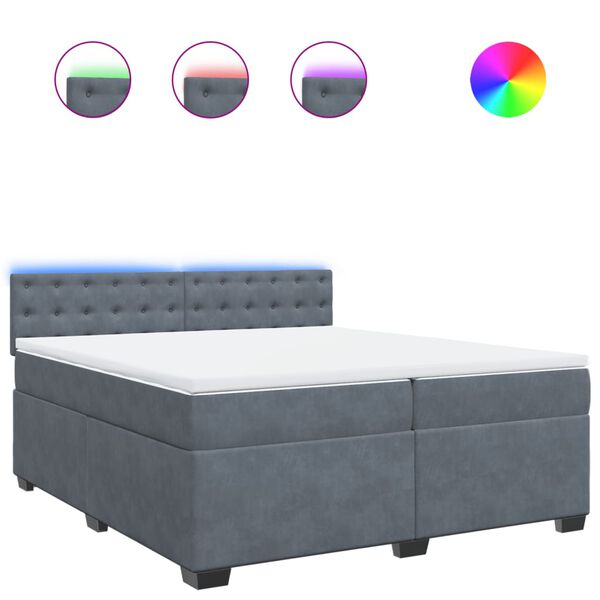 vidaXL Boxspringbett mit Matratze Dunkelgrau 200x200 cm Samt