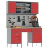 vidaXL Werkbank mit Schubladen 8 pcs Rot Ingenieure Holz und Stahl