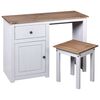 vidaXL 2-tlg. Schminktisch-Set Weiß Massivholz Panama-Kiefer