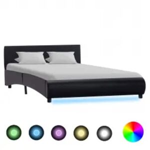 vidaXL Bettgestell mit LED Schwarz Kunstleder 140&times;200 cm