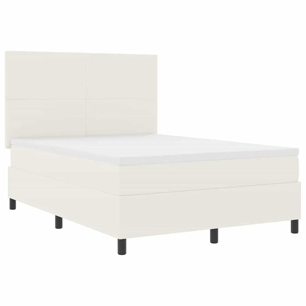 vidaXL Boxspringbett Creme und Wei&szlig; 203 x 160 x 128 cm Cordstoff