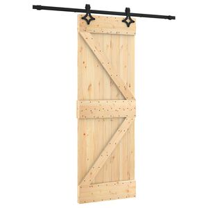 vidaXL Schiebet&uuml;r Nat&uuml;rlich und Schwarz 70 x 210 cm Massivkiefer