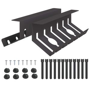 vidaXL Unter dem Schreibtisch Kabelmanagement Tray 2 Stk. Schwarz