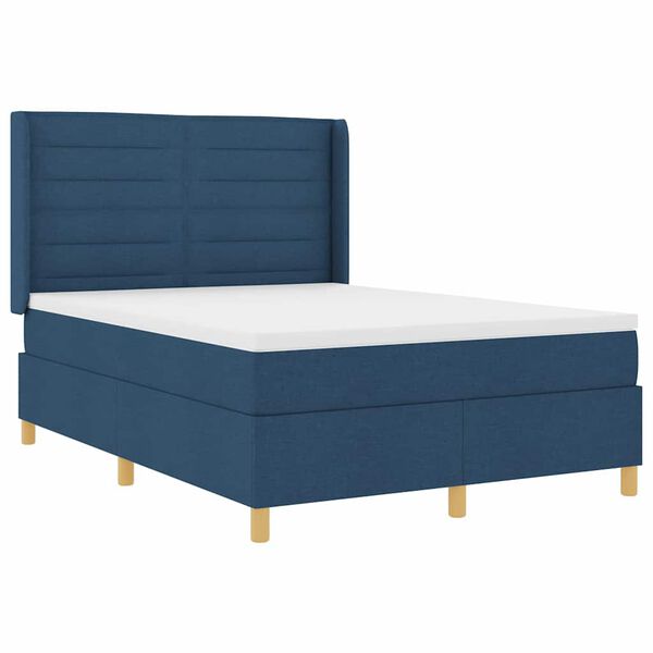 vidaXL Boxspringbett mit Matratze Blau 140 x 190 cm Stoff