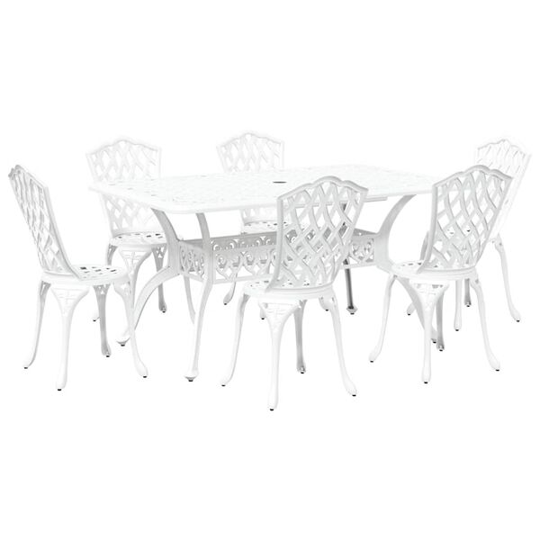 vidaXL Garten Essgruppe 7 pcs Wei&szlig; Aluminium