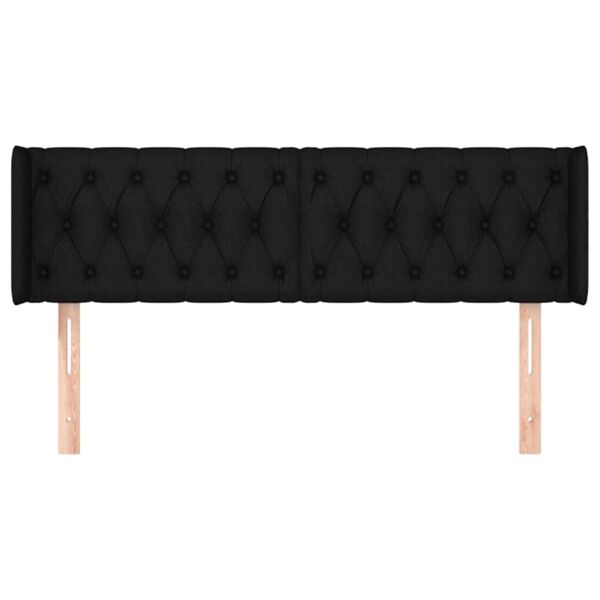 vidaXL Kopfteil mit Ohren Schwarz 147x16x78/88 cm Stoff