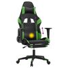 vidaXL Gaming-Stuhl mit Massage & Fu&szlig;st&uuml;tze Schwarz & Gr&uuml;n Kunstleder