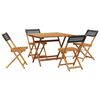 vidaXL 5-tlg. Garten-Essgruppe Schwarz Poly Rattan und Massivholz