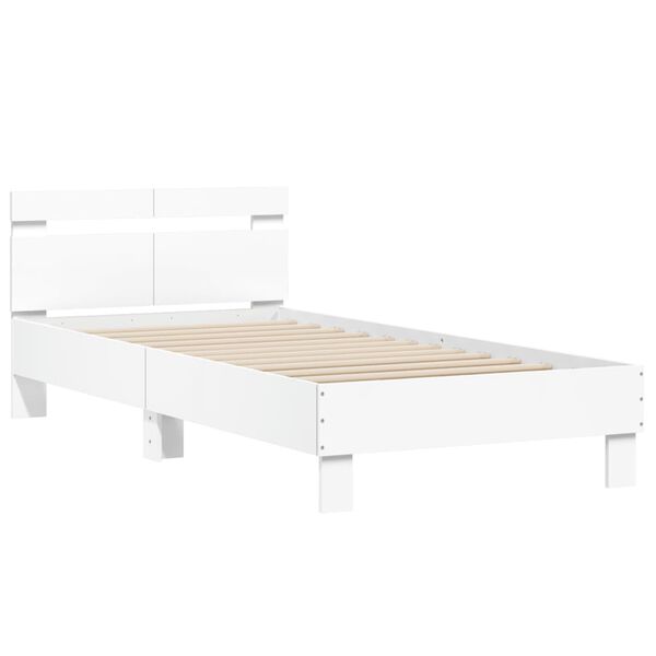 vidaXL Bettgestell mit Kopfteil Wei&szlig; 100x200 cm Holzwerkstoff