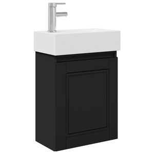 vidaXL Badezimmer Waschtischunterschrank mit Wasserhahn Schwarz