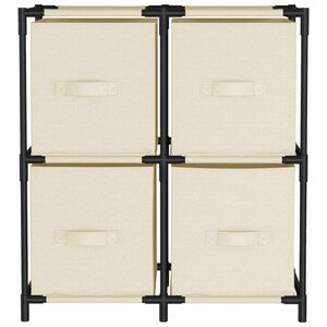 vidaXL Kommode mit 4 K&ouml;rben aus Stoff Creme 63&times;30&times;71 cm Stahl