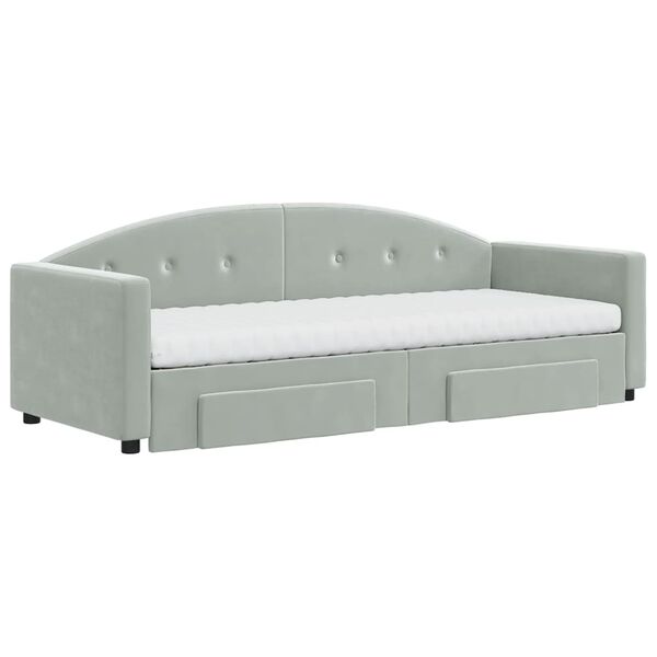 vidaXL Tagesbett Ausziehbar mit Schubladen Hellgrau 80x200 cm Samt