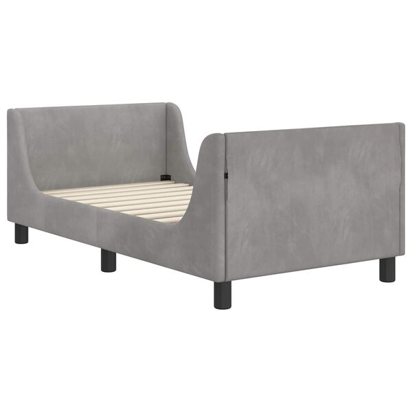 vidaXL Kinderbettgestell mit Kopfteil Hellgrau 80 x 160 cm Samt