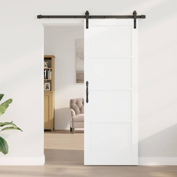 vidaXL Schiebet&uuml;r Wei&szlig; 78 x 211 cm Massives Kiefernholz