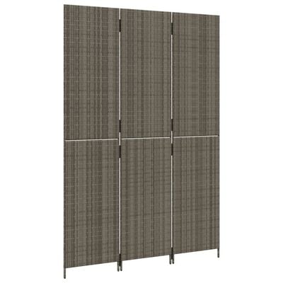 vidaXL Paravent 3-tlg. Grau Poly Rattan