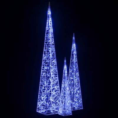 vidaXL LED-Leuchtkegel-Set Acryl Deko Blau 60/90/120cm