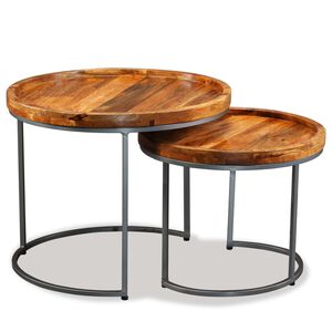 vidaXL Beistelltisch-Set 2 Stk. Mangoholz Massiv