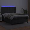vidaXL Boxspringbett mit Matratze & LED Schwarz 140x190 cm Kunstleder
