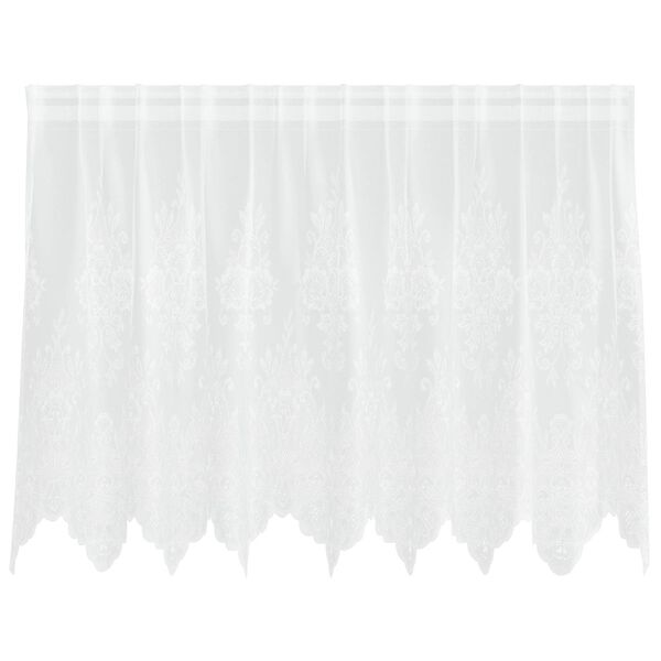 vidaXL Spitzenvorhang mit Vorh&auml;ngen Floral Wei&szlig; 100 x 200 cm Polyester