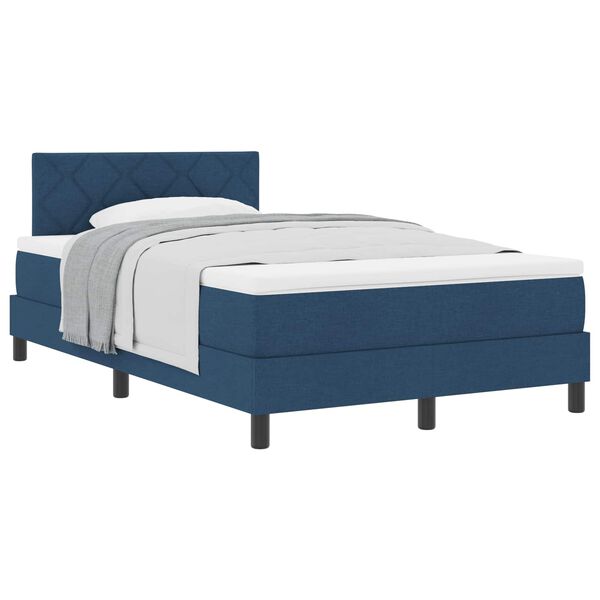 vidaXL Boxspringbett mit Matratze mit Kopfteil Blau 120 x 200 cm Stoff