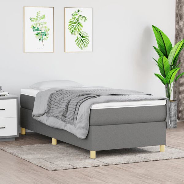 vidaXL Boxspringbettgestell Dunkelgrau 90x200 cm Stoff