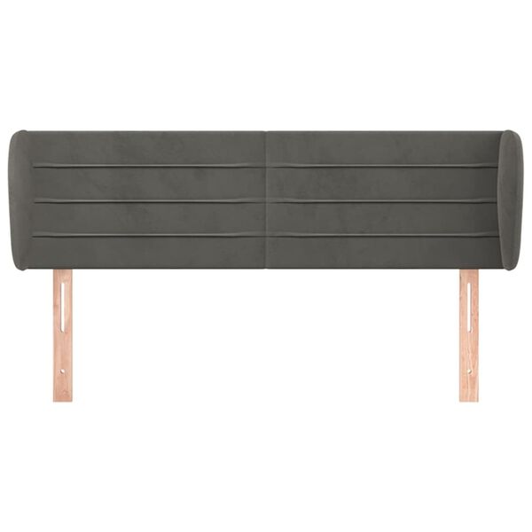 vidaXL Kopfteil mit Ohren Dunkelgrau 147x23x78/88 cm Samt
