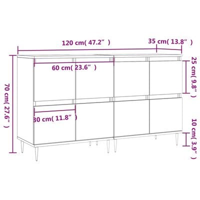 vidaXL Sideboards 2 Stk. Sonoma-Eiche Holzwerkstoff