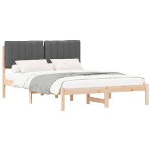 vidaXL Bettgestell mit gepolstertem Kopfteil Dunkelgrau 140 x 200 cm