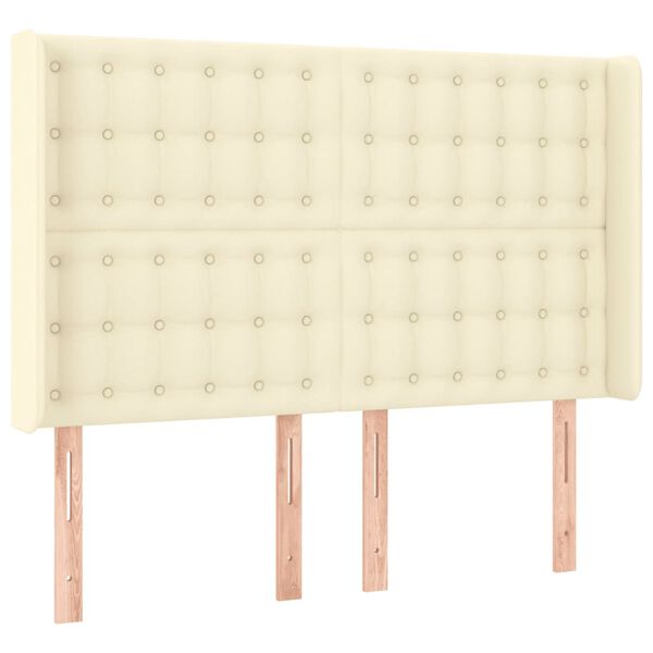 vidaXL LED Kopfteil Creme 147x16x118/128 cm Kunstleder
